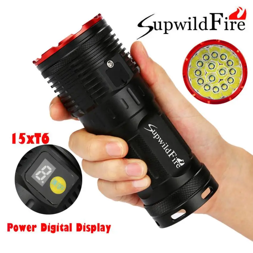 

Supwildfire 50000LM 15 x XM-L T6 LED Power Digital Display Hunting Outdoor Sport Cycling Bike Bicycle Accessorie Dec 12