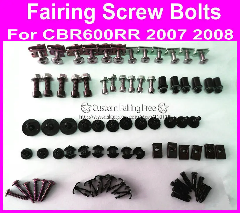 

Fit bodyworks screw bolts kit for HONDA CBR600RR 2007- 2008 black fairing dag screws coupling bolt set07 08 cbr600rr