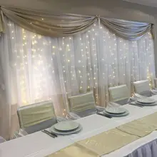Роскошный белый свадебный фон романтические серые пеленки ледяной шелк сценический занавес 3 м x 6 м со светодиодным освещением Свадебные украшения