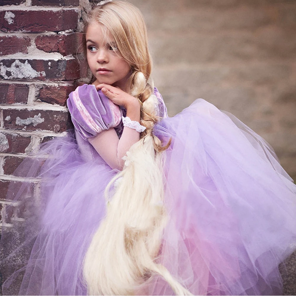 Kids Girls Princess sofia Rapunzel Dresses Full Ball Gown Long Party Dress Children Clothing Kids Cosplay Costume Masquerade