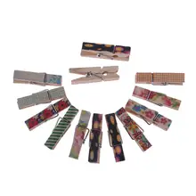 50Pcs Painted Wooden Clip Mini DIY Photo Pictures Hanging Crafts Natural Wood Clamp Home Office Decoration Note Floder Pegs