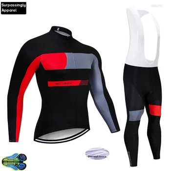

2019 Winter BLACK Thermal Fleece Cycling Jersey Racing Team Bike Pants Set Mens 12D Pads Ropa Ciclismo Cycling Maillot Culotte
