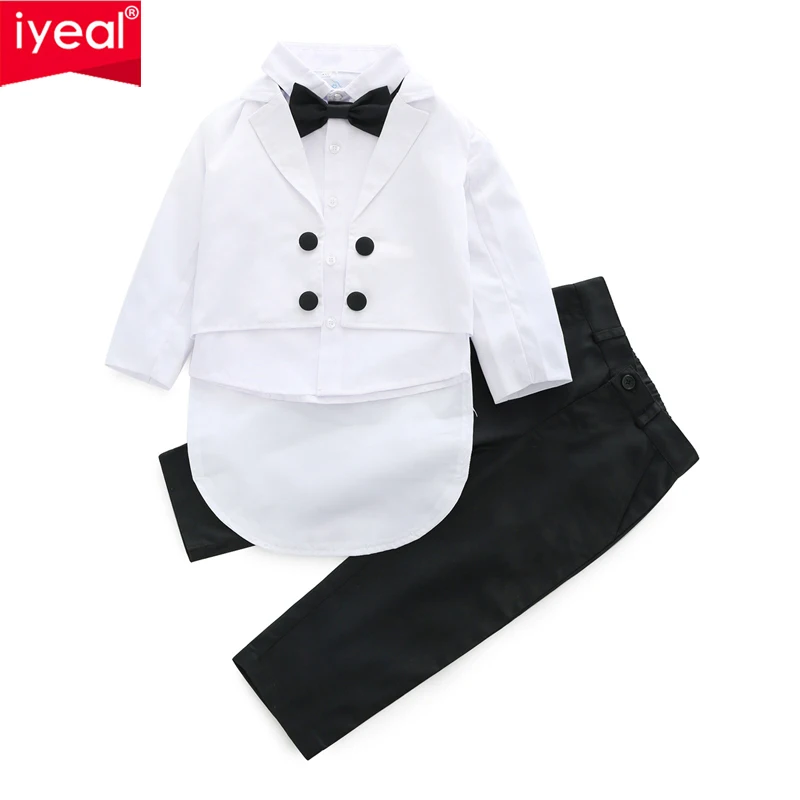 Baby Boy Tuxedo Suit 5 pcs Set Ivory// White Christening Wedding Baptism Birthday