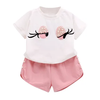 

SZYADEOU Toddler Kids Baby Girls Outfits Clothes Eyes Print T-shirt Tops+Shorts Pants Set Summer Infant Clothing Wholesale L4