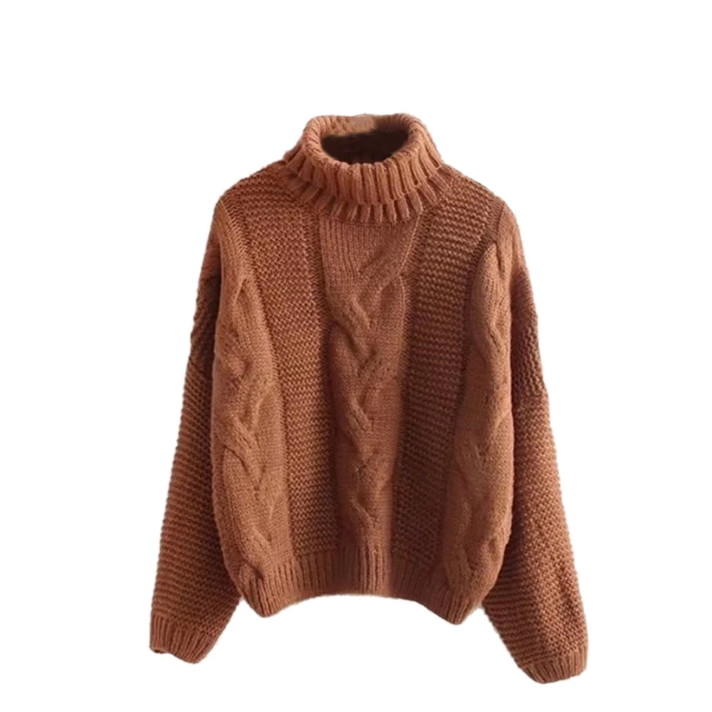 Laamei женские свитера Теплый пуловер и джемперы с воротником пуловер Twist Pull Джемперы осень модные вязаные свитера - Цвет: brown