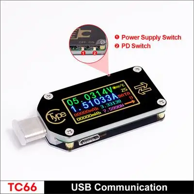 RD TC66/TC66C тип-c PD триггер USB Вольтметр Амперметр Напряжение 2 способ измеритель тока мультиметр PD зарядное устройство батарея USB Тестер - Цвет: TC66