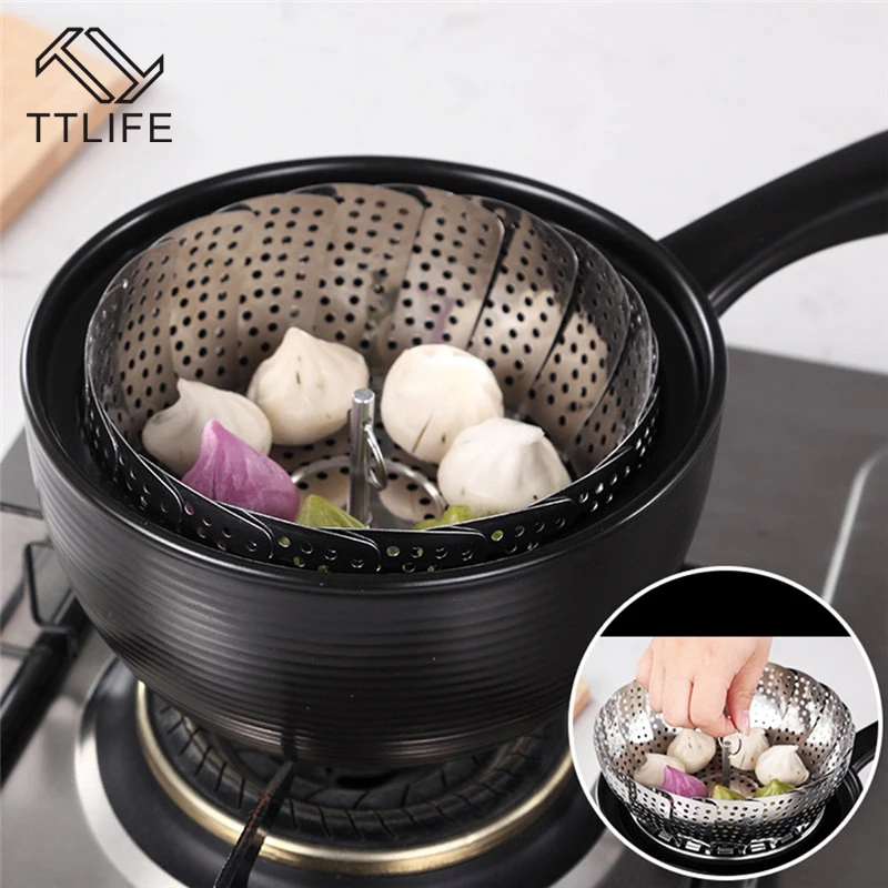 TTLIFE 24cm Stainless Food Steamer Basket Steaming Rack Drawer Kitchen