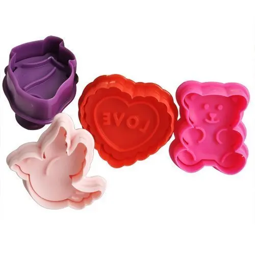 

3D Plastic Cookie Cutter Mold Fondant Embosser DIY Animal Vegetable Biscuit Stamp Sugar Craft Cake Tools DIY Gift
