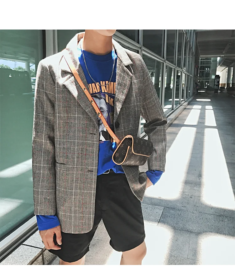 Zogaa 2019 New Hong Kong Style Autumn Fashion Trend Casual Plaid Suit Male Korean Version Loose Ulzzang Temperament Male Suit