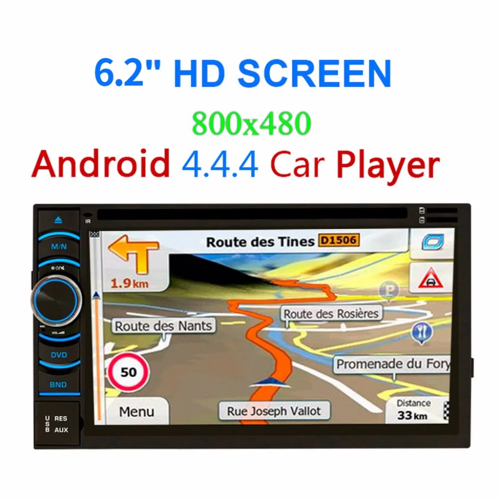 6.2 &quotAndroid 4.4.4 HD Сенсорный экран 2 DIN dvd-плеер автомобиля GPS навигации 4 ядра