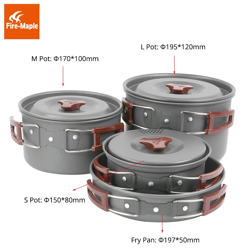 Fuego de arce de cocina 4-5 personas olla Panelas aluminio campamento utensilios de cocina Picnic al aire libre conjunto de cubiertos ser cocina FMC-206
