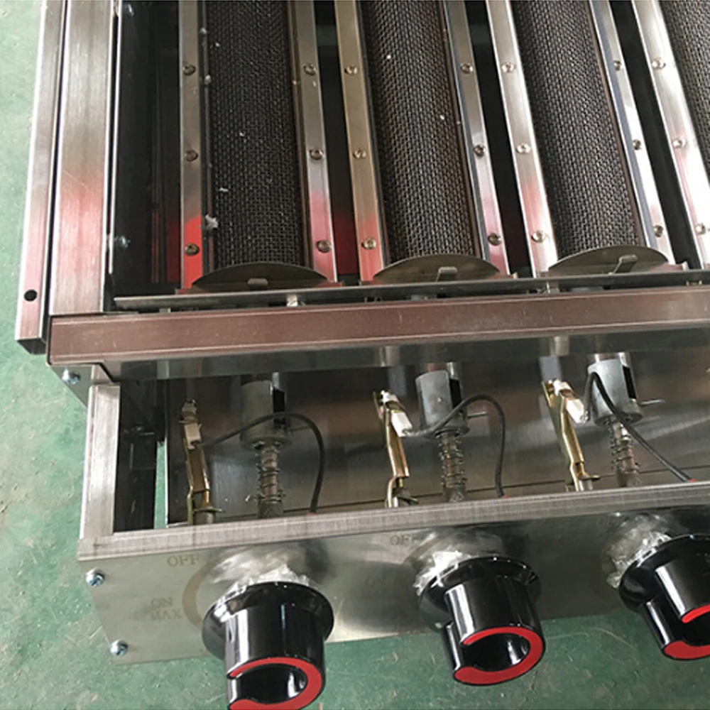 GZZT 4 Burners BBQ Grill LPG Gas Stainless Steel Barbecue For Outdoor Picnic Roasting With Glass Cover Kitchen Tool