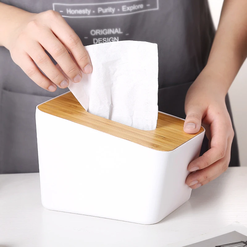 

Wooden Tissue Box Container Towel Napkin Tissue Holder Removable Roll Paper Dispenser Case for Office Home Decoration Storage