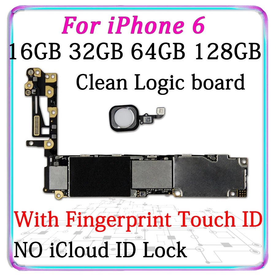 

Motherboard Original Unlocked For iPhone 6 4.7 inch Mainboard With Fingerprint / Touch ID IOS Logic Board MB , No iCloud