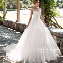 Совок свадебное платье Vestido de Noiva невесты платье размера плюс кружева аппликации с бисером Свадебные платья без спинки