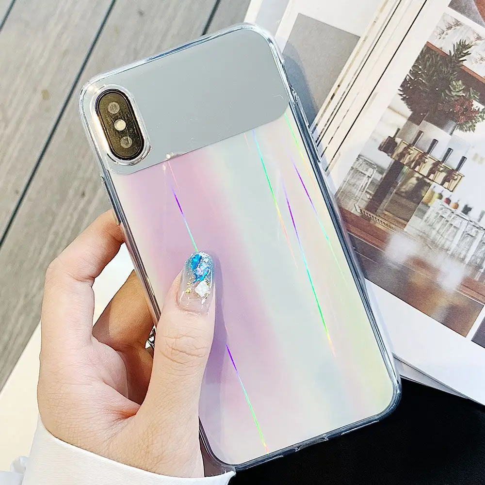 Aurora лазерный градиентный зеркальный чехол для iPhone X XR XS Max красивый глянцевый