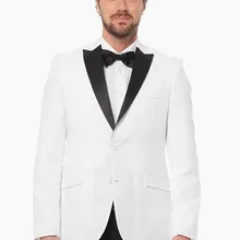 Жених свадебные костюмы для ужина изготовленный на заказ Белый смокинги женихов шерсть bleed высокое качество
