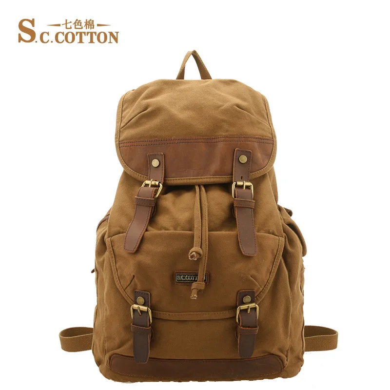 الرجال خمر قماش الظهر أحزمة جلدية على ظهره ، حقائب السفر للرجال الظهر حقيبة مدرسية mochila الغمد الرجال خمر قماش الظهر أحزمة جلدية على ظهره ، حقائب السفر للرجال الظهر حقيبة مدرسية mochila الغمد