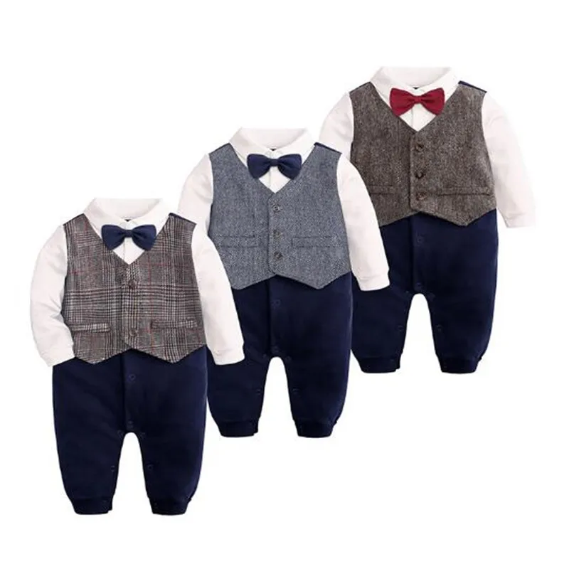 

Wasailong Baby's first birthday baby clothes bow-tie shirt gentleman's cotton baby's one-piece climbing suit