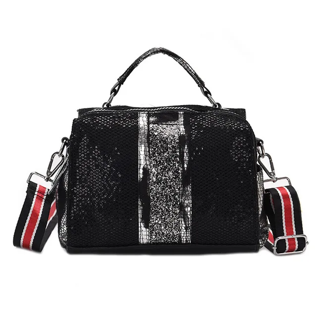 Новинка, Женская Блестящая сумка-мессенджер, Большая вместительная сумочка, роскошная сумка через плечо, высокое качество - Цвет: black