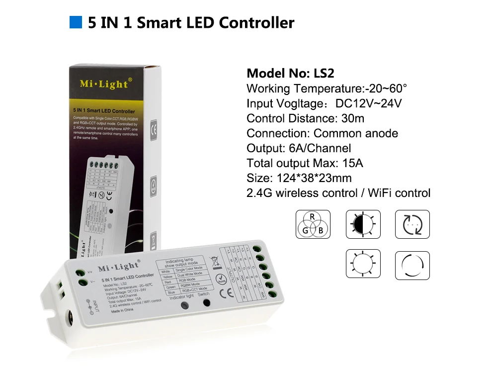 Mi светильник RGB+ WW+ CW 5 в 1 умный пульт дистанционного управления 8 зон панель Пульт дистанционного управления DC12-24V полноцветный для светодиодной ленты