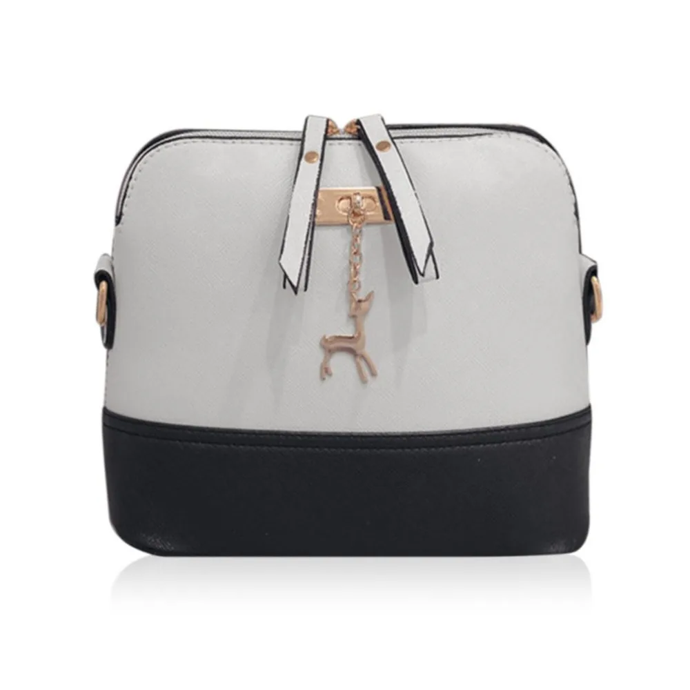 

New Special Women Single Shoulder Bag Simple Design Small Deer Pendant PU Leather Lady Crossbody Shoulder Bag Shell Shape Bag