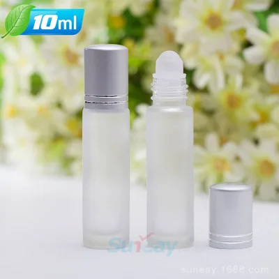 

200pcs/lot 10ML Perfume Glass Frosted Roll on Bottle Essential Oil Bottle with Glass Ball and Silver Cap By DHL Free Shipping