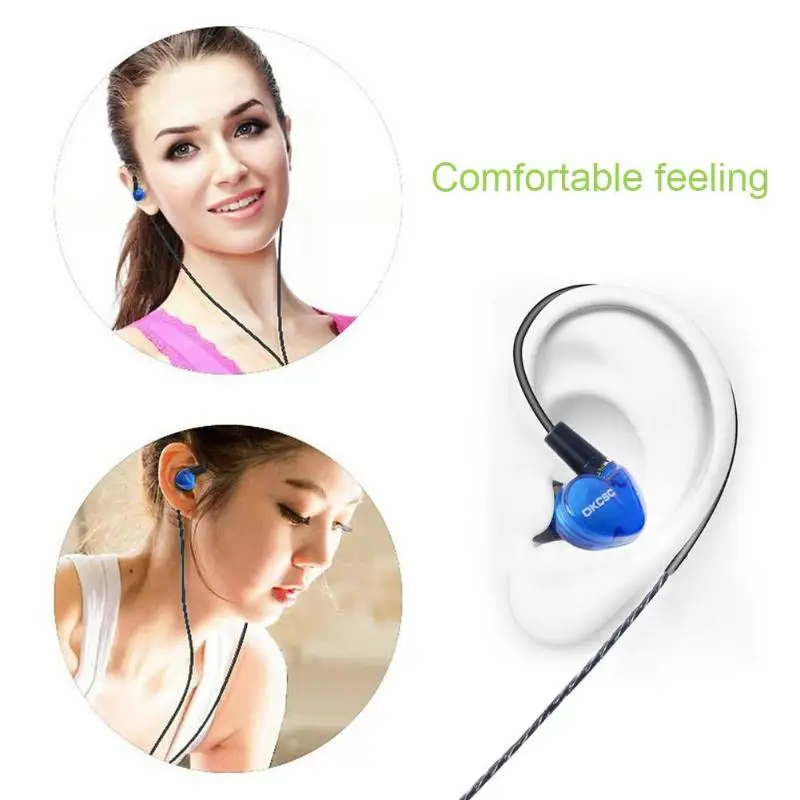 1 шт. Earphone1BA+ 1DD в ухо наушник Гибридный Привод бас Шум гарнитура монитор бег спортивные наушники встроенный Hi-Fi микрофон - Цвет: Синий