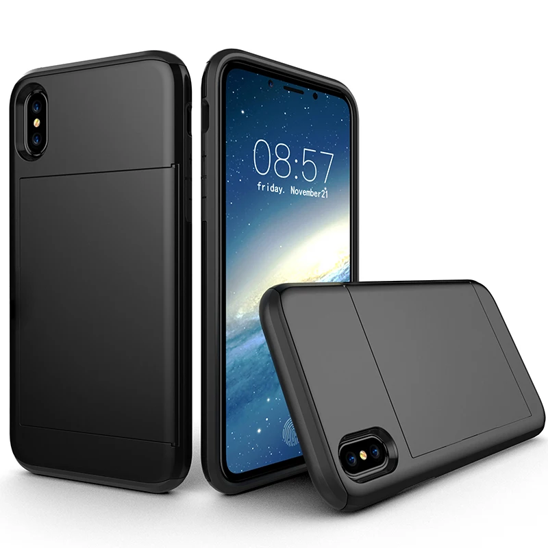 2-3pcs card storage black case For iphone for 6 6s 7 8 plus X cover | Мобильные телефоны и аксессуары
