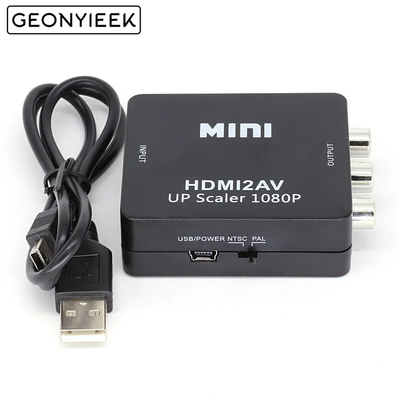 

HDMI TO AV Scaler Adapter HD Video Converter Box HDMI to RCA AV/CVSB L/R Video 1080P HDMI2AV Support NTSC PAL Wholesale