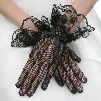 

1 Pair Hot Black White Color Lace Fishnet Gloves Lace Gloves Fingered Gloves For Party guantes mujer