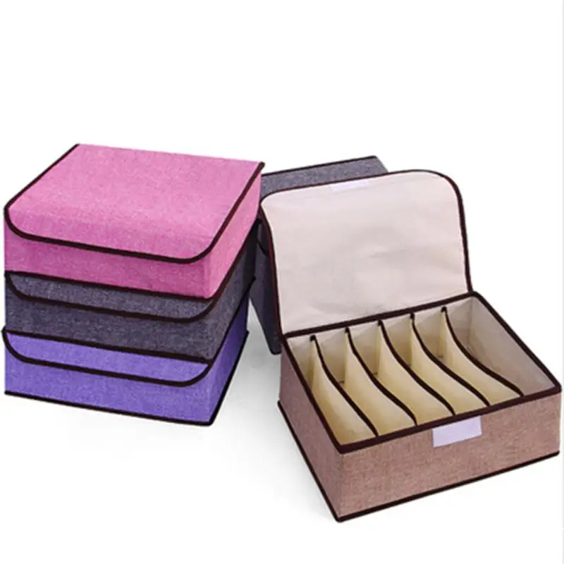 

6 Grids Foldable Home Storage Box Non-woven Fabrics Bras Underwear Socks Ties Storage Organizer Box Bag Case Bins Home