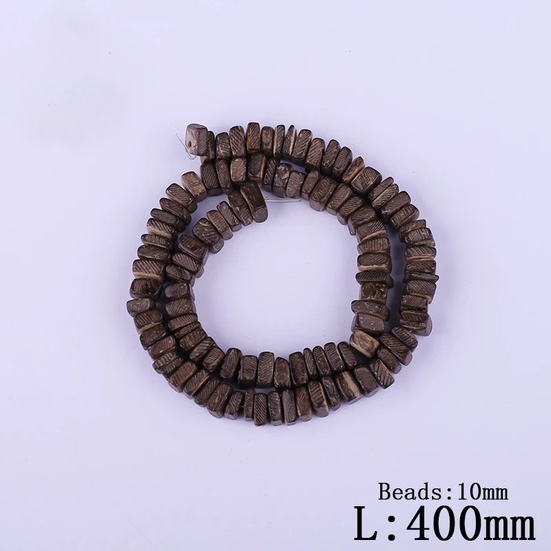 

10mm Deep Coffee Coconut Shell Flat Round Hole Beads Wholesale Natural Dark Brown Square Beaded For Kids DIY Necklace Jewelry