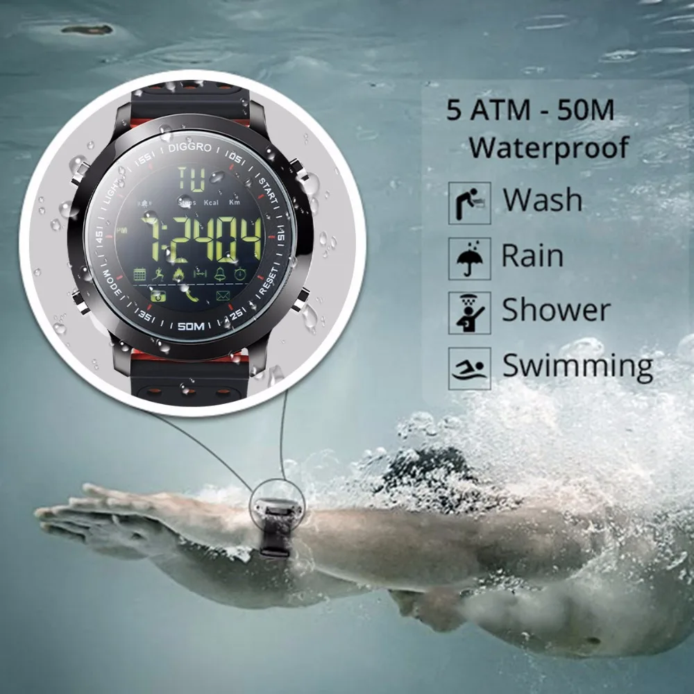 Diggro DI04 Смарт-часы IP68 Водонепроницаемый 5ATM шагомер счетчик калорий Плавание Фитнес часы подключения к телефону PK № 1 F3