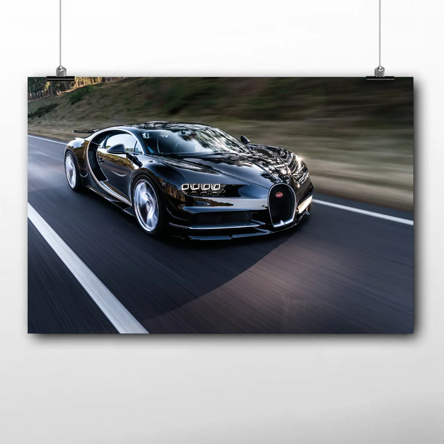 Bugatti Chiron Supercar Poster Wall Picture Vehicle Canvas Painting 24X36inch