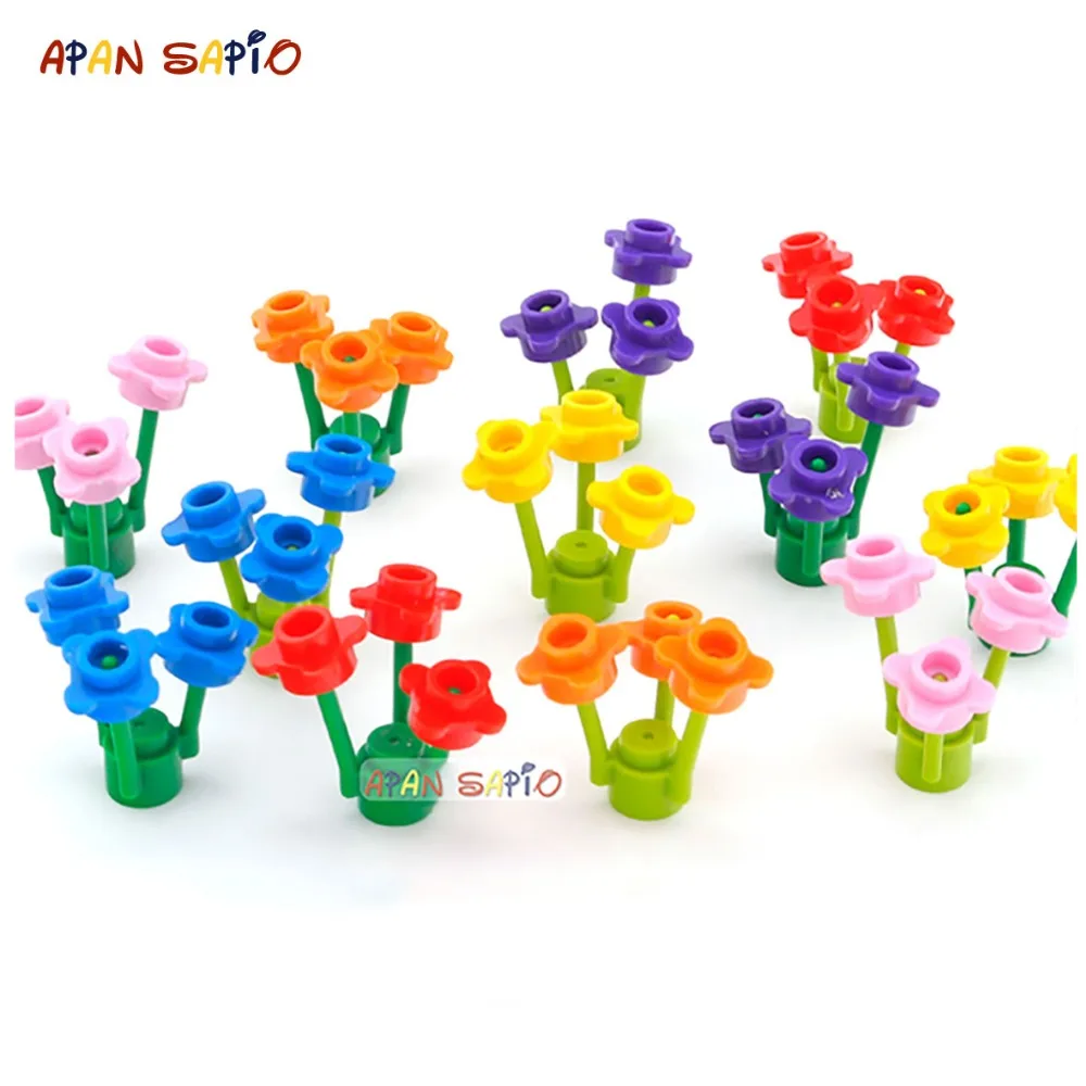 

120Suit/lot DIY Building Blocks Flowers and Grass Special Accessories Bricks Size Compatible With lego kids Toys Educational