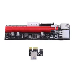 Новый (только карта) PCIE 1X до 16X удлинитель Riser Card SATA 15PIN и 6PIN 4PIN интерфейс питания Порт для BTC машина Bitcoin Mining