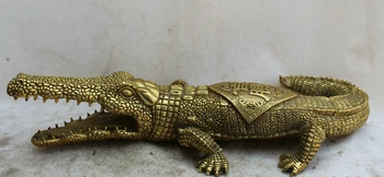 

Collectible bronze S2071 17" Chinese Brass Lifelike Wild Crocodilian Crocodile Alligator Sculpture Statue