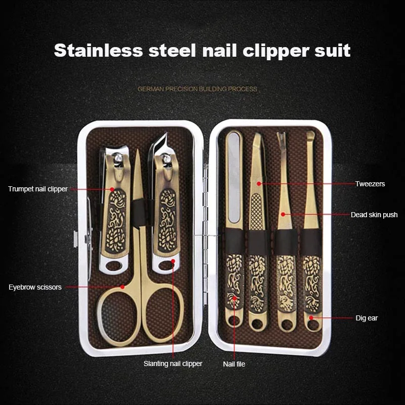 Лучший Маникюр Педикюр Инструменты зеленый бронзовый кусачки для стрижки ногтей набор из нержавеющей стали инструменты для ухода за красотой QQ99
