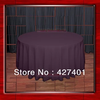 

Hot Sale 132" R Eggplant Round Table Cloth Polyester Plain Table Cover for Wedding Events &Party Decoration(Supplier)