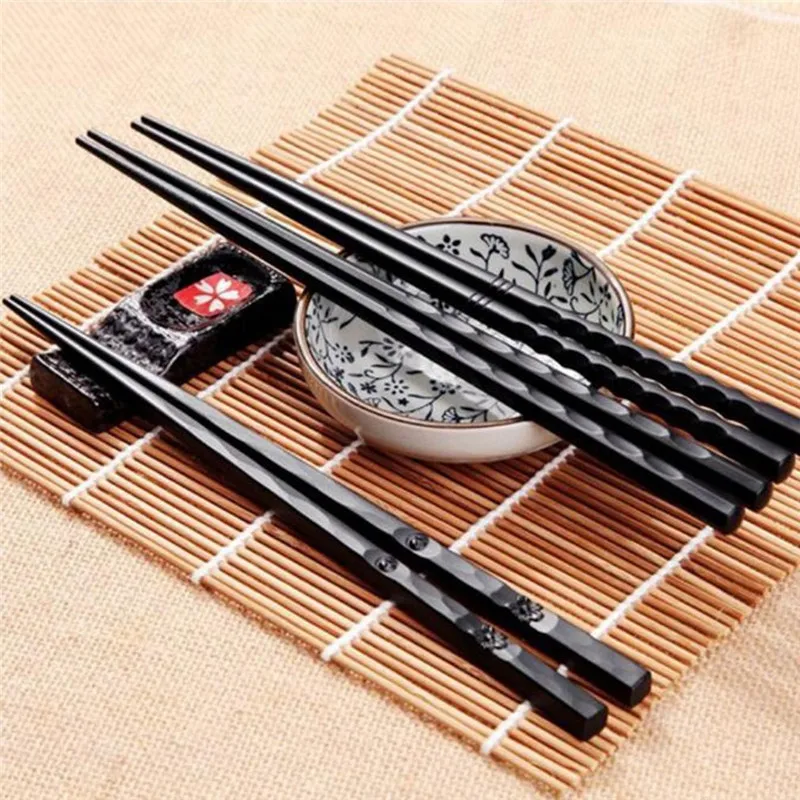 

1 Pair Japanese Chopsticks Alloy Non-Slip Wood Color Sushi Chop Sticks Set Chinese Gift Family Friends Colleagues Gifts