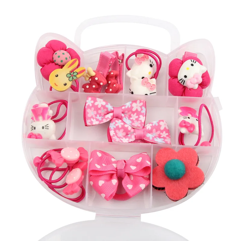 Cute Girl Hair Band Hair Accessories with Clip Hairband with Cartoon Gift Box Bowknot Girl Hairband Sweet Pink Hair Clip