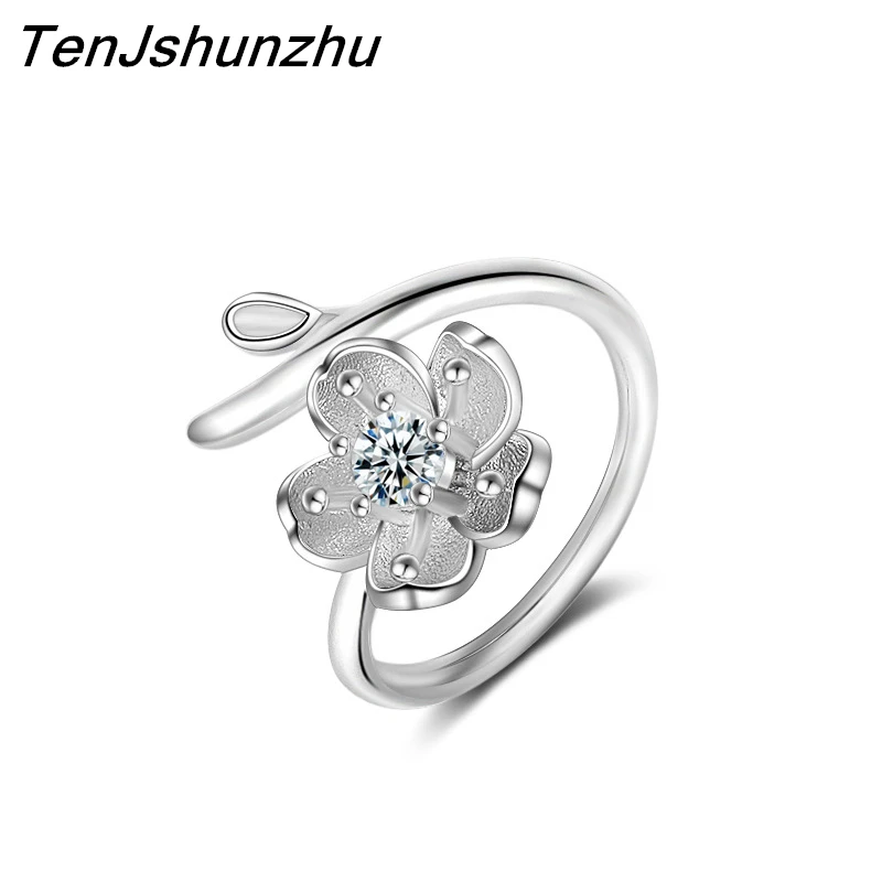 Мода Серебро 925 регулируемые кольца цветочный дизайн серебряное кольцо цветок Маргаритка кольцо, чистый фианит Свадебные ювелирные изделия для женщин jz142