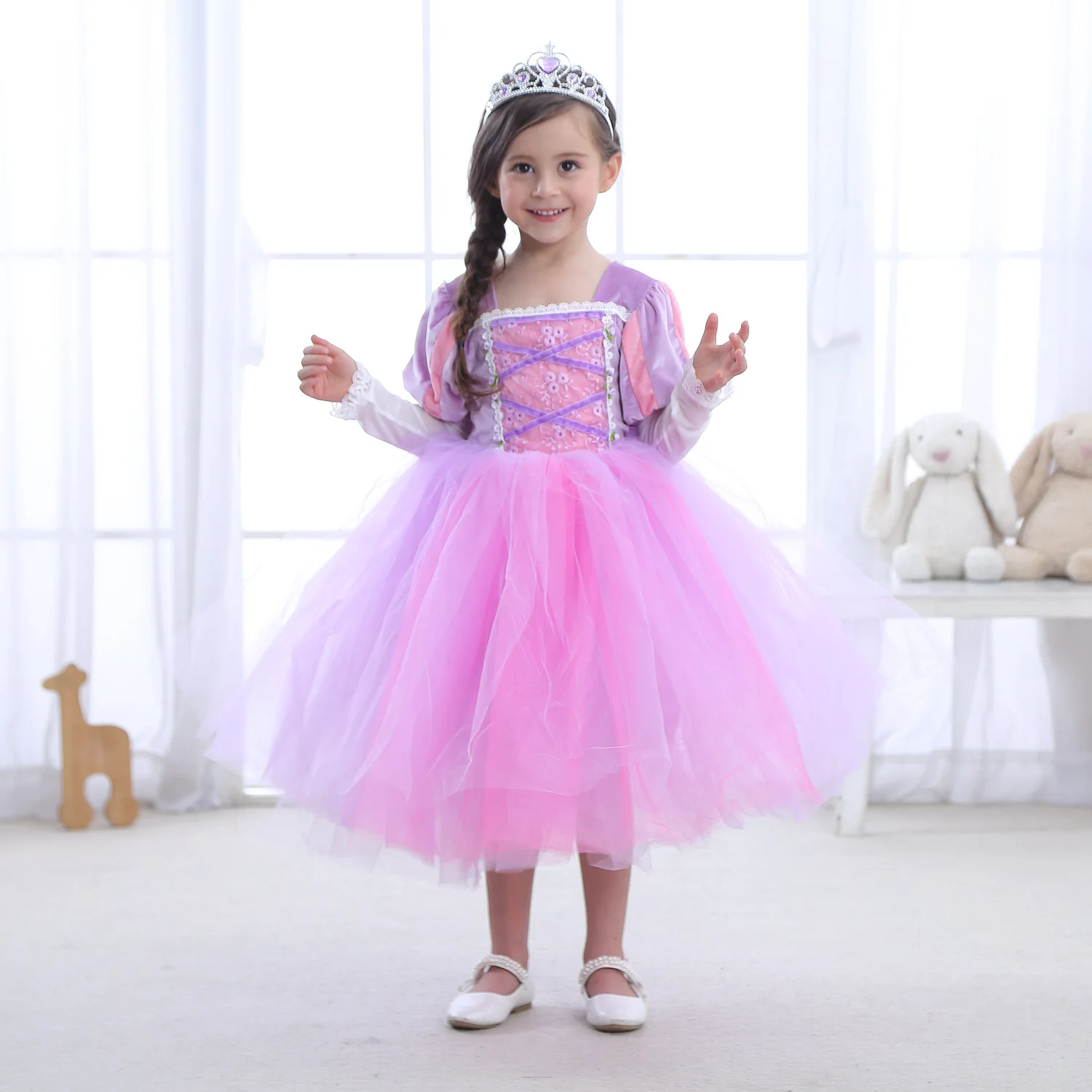 

Kids Sofia Rapunzel Cosplay Dresses Girls Princess Gown Long Party Dress Children Clothing Christmas Masquerade Costume