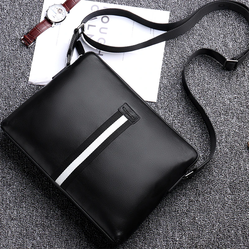 

WILLIAMPOLO Men Bags Crossbody Shoulder Bag Genuine Leather Business Messenger Work Travel Office Sling with Adjustable Strap