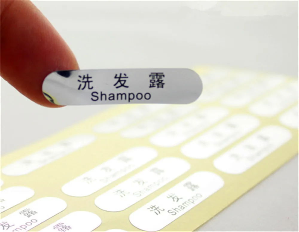 

1000pcs Customized Glossy Silver Waterproof Stickers Labels Custom Durable Bathroom Shampoo Packaging Stickers