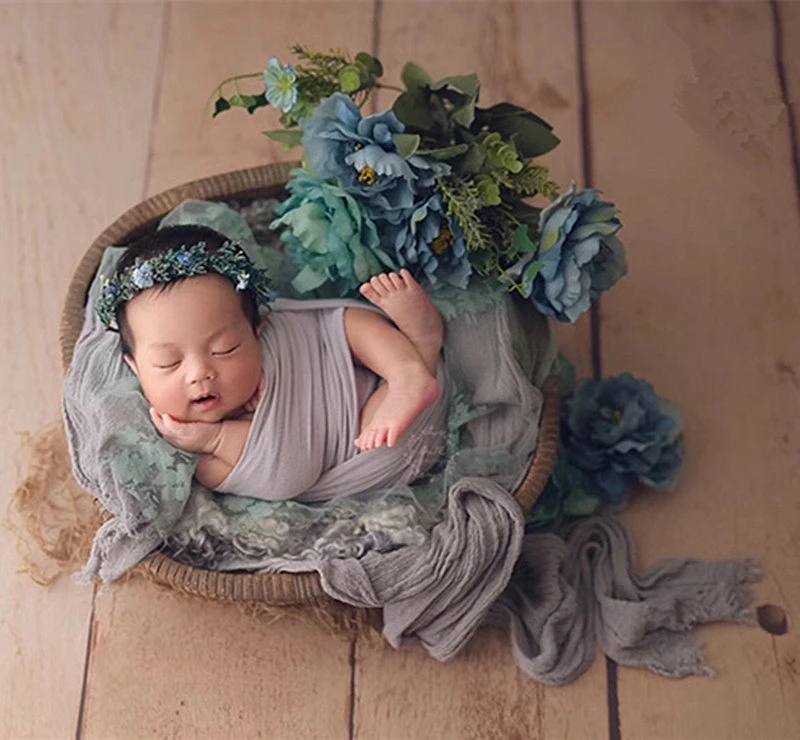 Retro bamboo baskets container frame manual modeling assistance newborn photography props studio baby photography baby shooting