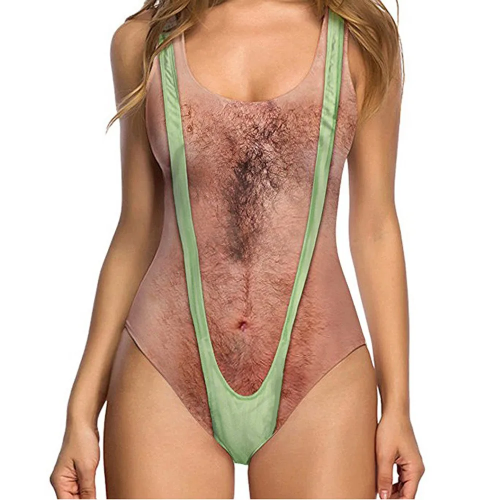 

MUQGEW Women Sexy High Cut One Piece Swimsuit Funny Bathing Suit Monokini bikini push up Swimwear Summer