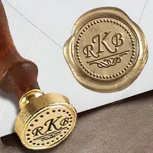 Персонализированные вензеля 3-Начальные Пользовательские Воск печать штамп " die-#149 Monotype corsiva с пунктирными границы