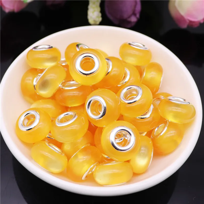 

10Pcs Mixed Color Cat's Eye Opal Stone Plastic Resin Bead Spacer Beads Fit DIY Pandora Charm Bracelet For DIY Jewelry Making